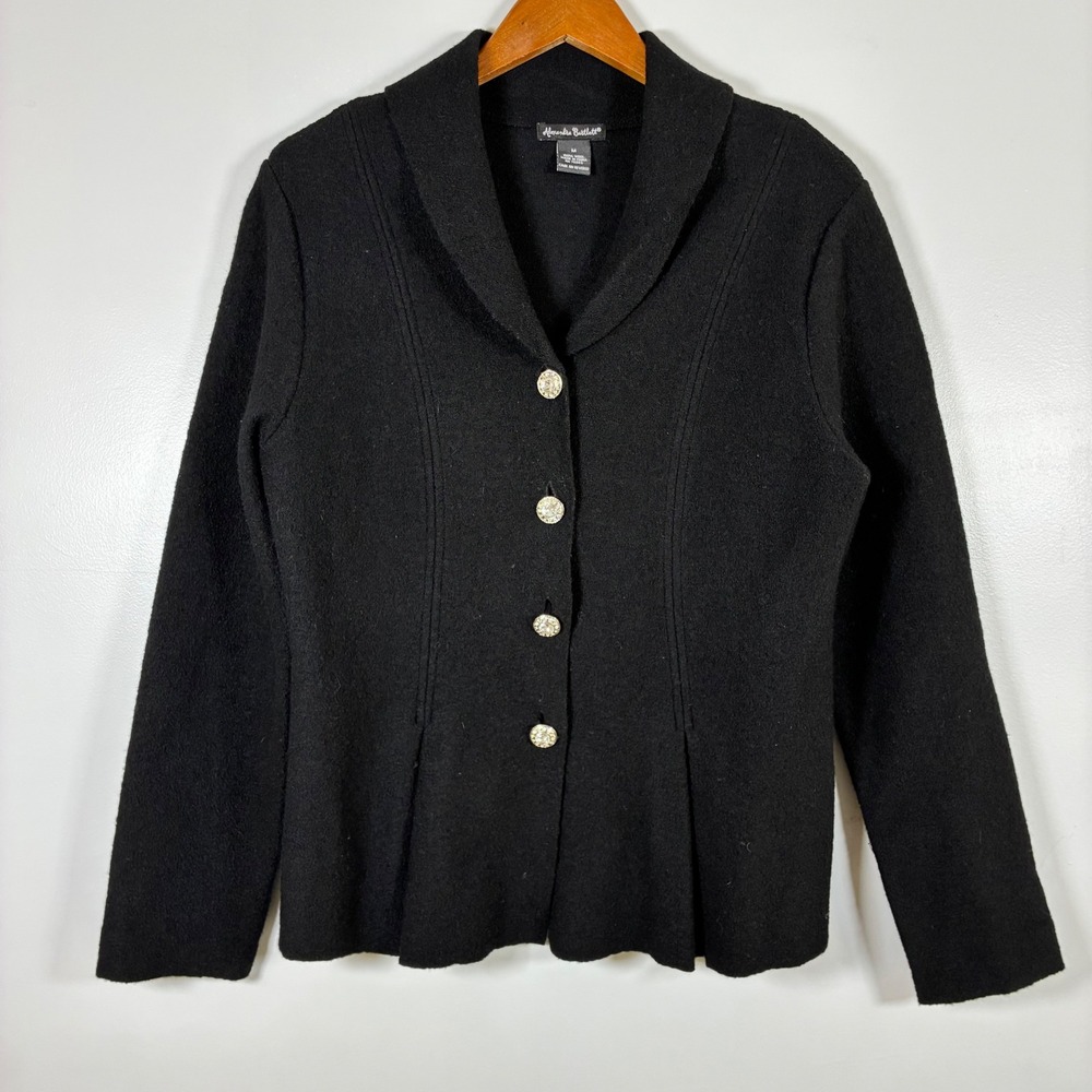 Alexandra Bartlett Jacket M 100% Wool Rhinestone Button Luxury Formal  Evening